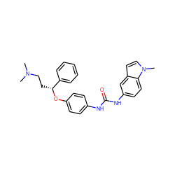 CN(C)CC[C@@H](Oc1ccc(NC(=O)Nc2ccc3c(ccn3C)c2)cc1)c1ccccc1 ZINC000169345027