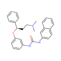 CN(C)CC[C@@H](Oc1cccc(NC(=O)Nc2ccc3ccccc3c2)c1)c1ccccc1 ZINC000169345059