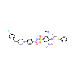 CN(C)CC[C@H](CSc1ccccc1)Nc1ccc(S(=O)(=O)NC(=O)c2ccc(N3CCC(=Cc4ccc(F)cc4)CC3)cc2)cc1[N+](=O)[O-] ZINC000029464768