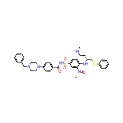 CN(C)CC[C@H](CSc1ccccc1)Nc1ccc(S(=O)(=O)NC(=O)c2ccc(N3CCN(Cc4ccccc4)CC3)cc2)cc1[N+](=O)[O-] ZINC000028603985