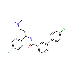 CN(C)CC[C@H](NC(=O)c1cccc(-c2ccc(Cl)cc2)c1)c1ccc(Cl)cc1 ZINC000045315542