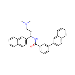 CN(C)CC[C@H](NC(=O)c1cccc(-c2ccc3ccccc3c2)c1)c1ccc2ccccc2c1 ZINC000045283347