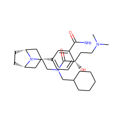 CN(C)CC[C@H](O)C(=O)N(CCN1[C@H]2CC[C@@H]1C[C@H](c1cccc(C(N)=O)c1)C2)CC1CCCCC1 ZINC000117291522