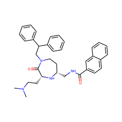 CN(C)CC[C@H]1N[C@@H](CNC(=O)c2ccc3ccccc3c2)CCN(CC(c2ccccc2)c2ccccc2)C1=O ZINC000206912820