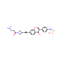 CN(C)CCC(=O)N1CC(C#Cc2ccc3c(=O)c(-c4ccc(NS(C)(=O)=O)cc4)coc3c2)C1 ZINC000169700858