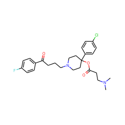 CN(C)CCC(=O)OC1(c2ccc(Cl)cc2)CCN(CCCC(=O)c2ccc(F)cc2)CC1 ZINC000299827521