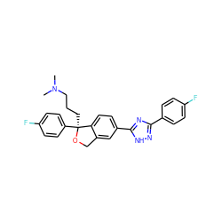 CN(C)CCC[C@@]1(c2ccc(F)cc2)OCc2cc(-c3nc(-c4ccc(F)cc4)n[nH]3)ccc21 ZINC000474609799