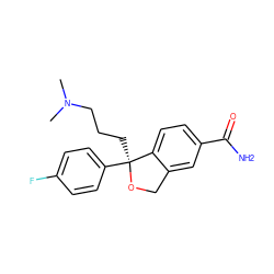 CN(C)CCC[C@@]1(c2ccc(F)cc2)OCc2cc(C(N)=O)ccc21 ZINC000067665000