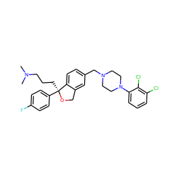 CN(C)CCC[C@@]1(c2ccc(F)cc2)OCc2cc(CN3CCN(c4cccc(Cl)c4Cl)CC3)ccc21 ZINC000103245929