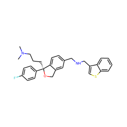 CN(C)CCC[C@@]1(c2ccc(F)cc2)OCc2cc(CNCc3csc4ccccc34)ccc21 ZINC000103245941