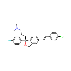 CN(C)CCC[C@]1(c2ccc(F)cc2)OCc2cc(/C=C/c3ccc(Cl)cc3)ccc21 ZINC000058655446