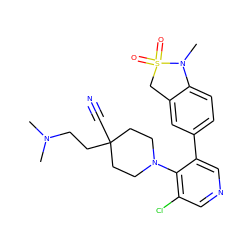 CN(C)CCC1(C#N)CCN(c2c(Cl)cncc2-c2ccc3c(c2)CS(=O)(=O)N3C)CC1 ZINC000653843468