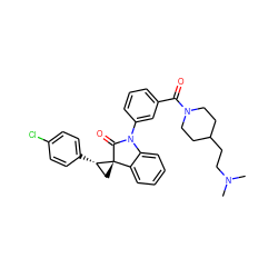 CN(C)CCC1CCN(C(=O)c2cccc(N3C(=O)[C@]4(C[C@@H]4c4ccc(Cl)cc4)c4ccccc43)c2)CC1 ZINC000299863637