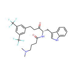 CN(C)CCCC(=O)N[C@@H](Cc1c[nH]c2ccccc12)C(=O)CCc1cc(C(F)(F)F)cc(C(F)(F)F)c1 ZINC000003932381