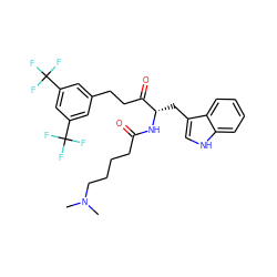 CN(C)CCCCC(=O)N[C@@H](Cc1c[nH]c2ccccc12)C(=O)CCc1cc(C(F)(F)F)cc(C(F)(F)F)c1 ZINC000003932385