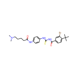 CN(C)CCCCC(=O)Nc1ccc(NC(=S)NC(=O)c2ccc(C(C)(C)C)c(Br)c2)cc1 ZINC000073198463