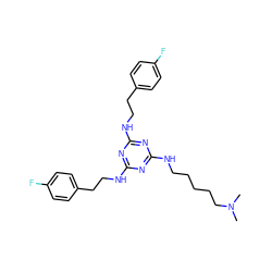 CN(C)CCCCCNc1nc(NCCc2ccc(F)cc2)nc(NCCc2ccc(F)cc2)n1 ZINC000073198239