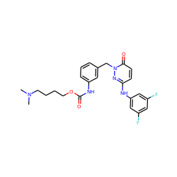 CN(C)CCCCOC(=O)Nc1cccc(Cn2nc(Nc3cc(F)cc(F)c3)ccc2=O)c1 ZINC000206893678