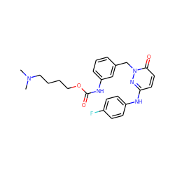 CN(C)CCCCOC(=O)Nc1cccc(Cn2nc(Nc3ccc(F)cc3)ccc2=O)c1 ZINC000206890079