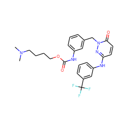 CN(C)CCCCOC(=O)Nc1cccc(Cn2nc(Nc3cccc(C(F)(F)F)c3)ccc2=O)c1 ZINC000206933772