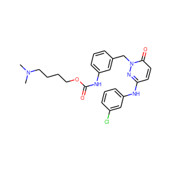 CN(C)CCCCOC(=O)Nc1cccc(Cn2nc(Nc3cccc(Cl)c3)ccc2=O)c1 ZINC000206933961