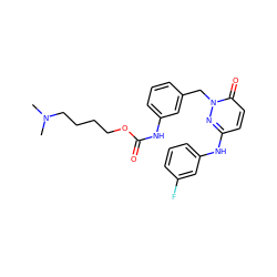 CN(C)CCCCOC(=O)Nc1cccc(Cn2nc(Nc3cccc(F)c3)ccc2=O)c1 ZINC000206890015