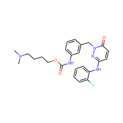 CN(C)CCCCOC(=O)Nc1cccc(Cn2nc(Nc3ccccc3F)ccc2=O)c1 ZINC000206886651