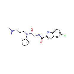 CN(C)CCCN(C(=O)CNC(=O)c1cc2cc(Cl)ccc2[nH]1)C1CCCC1 ZINC000028137658