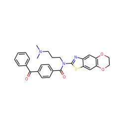 CN(C)CCCN(C(=O)c1ccc(C(=O)c2ccccc2)cc1)c1nc2cc3c(cc2s1)OCCO3 ZINC000010068207