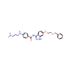 CN(C)CCCN(C)c1ccc(C(=O)Nc2n[nH]c3cc(OCCOCc4ccccc4)ccc23)cc1 ZINC000144307411