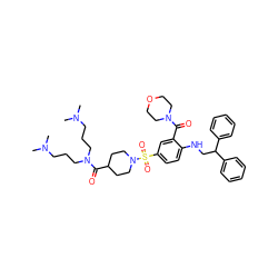 CN(C)CCCN(CCCN(C)C)C(=O)C1CCN(S(=O)(=O)c2ccc(NCC(c3ccccc3)c3ccccc3)c(C(=O)N3CCOCC3)c2)CC1 ZINC000028347769