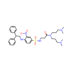 CN(C)CCCN(CCCN(C)C)C(=O)CCNS(=O)(=O)c1ccc(NCC(c2ccccc2)c2ccccc2)c([N+](=O)[O-])c1 ZINC000028338827