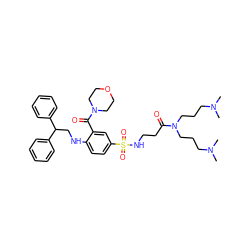 CN(C)CCCN(CCCN(C)C)C(=O)CCNS(=O)(=O)c1ccc(NCC(c2ccccc2)c2ccccc2)c(C(=O)N2CCOCC2)c1 ZINC000028368083