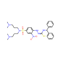 CN(C)CCCN(CCCN(C)C)S(=O)(=O)c1ccc(N/N=C(/S)NC(c2ccccc2)c2ccccc2)c([N+](=O)[O-])c1 ZINC000027868224