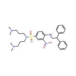 CN(C)CCCN(CCCN(C)C)S(=O)(=O)c1ccc(NCC(c2ccccc2)c2ccccc2)c([N+](=O)[O-])c1 ZINC000028338821