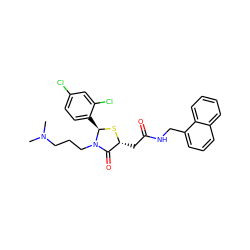 CN(C)CCCN1C(=O)[C@@H](CC(=O)NCc2cccc3ccccc23)S[C@@H]1c1ccc(Cl)cc1Cl ZINC000029393282