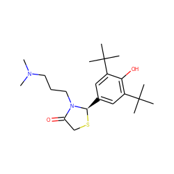 CN(C)CCCN1C(=O)CS[C@@H]1c1cc(C(C)(C)C)c(O)c(C(C)(C)C)c1 ZINC000013781670