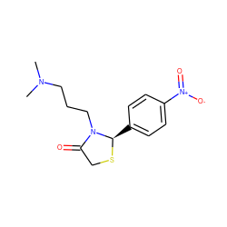 CN(C)CCCN1C(=O)CS[C@@H]1c1ccc([N+](=O)[O-])cc1 ZINC000000292839