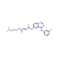 CN(C)CCCNC(=O)/C=C/C(=O)Nc1ccc2ncnc(Nc3cccc(Br)c3)c2c1 ZINC000013861829