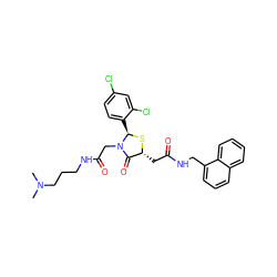 CN(C)CCCNC(=O)CN1C(=O)[C@@H](CC(=O)NCc2cccc3ccccc23)S[C@@H]1c1ccc(Cl)cc1Cl ZINC000029392651