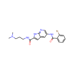 CN(C)CCCNC(=O)c1cc2cc(NC(=O)c3ccccc3Br)cnc2[nH]1 ZINC000068245475