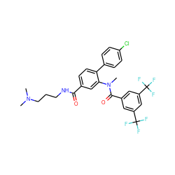 CN(C)CCCNC(=O)c1ccc(-c2ccc(Cl)cc2)c(N(C)C(=O)c2cc(C(F)(F)F)cc(C(F)(F)F)c2)c1 ZINC000026170984