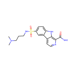 CN(C)CCCNS(=O)(=O)c1ccc2[nH]c3c(C(N)=O)nccc3c2c1 ZINC000084756805