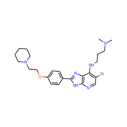 CN(C)CCCNc1c(Br)cnc2[nH]c(-c3ccc(OCCN4CCCCC4)cc3)nc12 ZINC000084616425