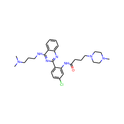 CN(C)CCCNc1nc(-c2ccc(Cl)cc2NC(=O)CCCN2CCN(C)CC2)nc2ccccc12 ZINC000095560149