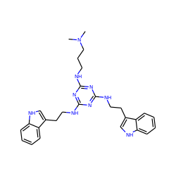 CN(C)CCCNc1nc(NCCc2c[nH]c3ccccc23)nc(NCCc2c[nH]c3ccccc23)n1 ZINC000082148959