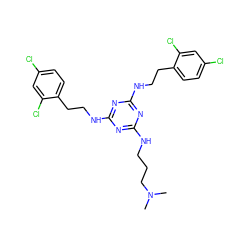 CN(C)CCCNc1nc(NCCc2ccc(Cl)cc2Cl)nc(NCCc2ccc(Cl)cc2Cl)n1 ZINC000073200554