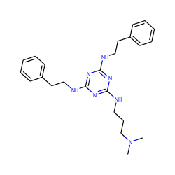 CN(C)CCCNc1nc(NCCc2ccccc2)nc(NCCc2ccccc2)n1 ZINC000082154470