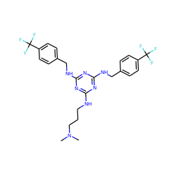 CN(C)CCCNc1nc(NCc2ccc(C(F)(F)F)cc2)nc(NCc2ccc(C(F)(F)F)cc2)n1 ZINC000073199290