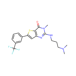 CN(C)CCCNc1nc2cc(-c3cccc(C(F)(F)F)c3)sc2c(=O)n1C ZINC000061909006